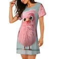 thumbnail image 2 of Naloa Adorable Pink Fluffy Birds Print Women Nightgowns,Womens Loungewear,Short Sleeve Sleepwear,Comfy Ladies Nightdress, 2 of 6