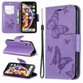 thumbnail image 4 of Allytech iPhone Xr Case (6.1"), Slim Fit PU Leather Folio Butterfly Embossed Shockproof Wrist Hand Strap Flip Cards Holder Wallet Case TPU Back Cover for Apple iPhone XR, Violet, 4 of 8