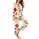thumbnail image 2 of Puntoco Pijama para mujer, conjunto de pijama informal con cuello en V y pantalones largos con estampado navideño, 2 of 5