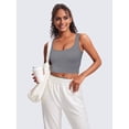 thumbnail image 4 of Firvespy Women Low Impact Sport Bra Workout Crop Tank Tops Square Neck Yoga Camisole with Built in Pads Blue Small, 4 of 6