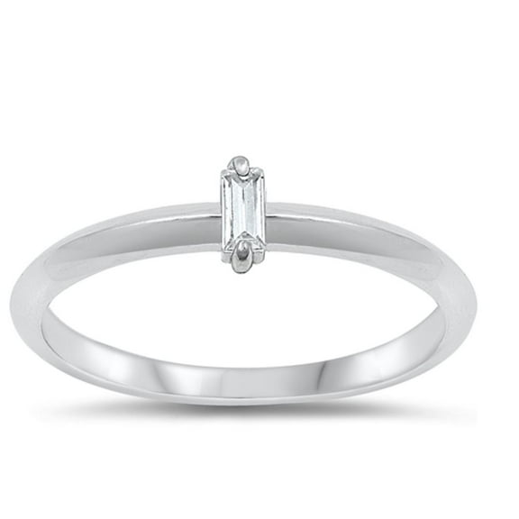 White Cubic Zirconia Engagement Ring .925 Sterling Silver Solitaire Band Jewelry Female Male Size 4
