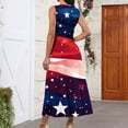 thumbnail image 5 of Women's Elegant Sleeveless Dress with Patriotic Print, V-Neck Loose Fit Design, Long Casual Sundress for Summer Outings,Royal Blue S, 5 of 5