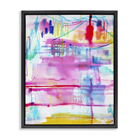 Stupell Industries Picnic Party Composition Abstract Painting Black Floater Framed Canvas Art Print Wall Art, 17 x 21