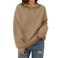 thumbnail image 5 of Oversized Hoodie Women Plain Fleece Pullover Hooded Sweatshirt with Pockets Casual Long Sleeve Sweat Shirts Y2k Tops Camel M, 5 of 5