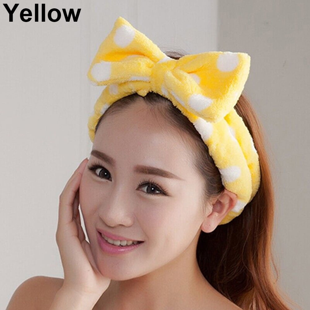 Details about   Spa Headband Korean Style Bow Head Wrap Soft Elastic Stretchy Towel Pink 
