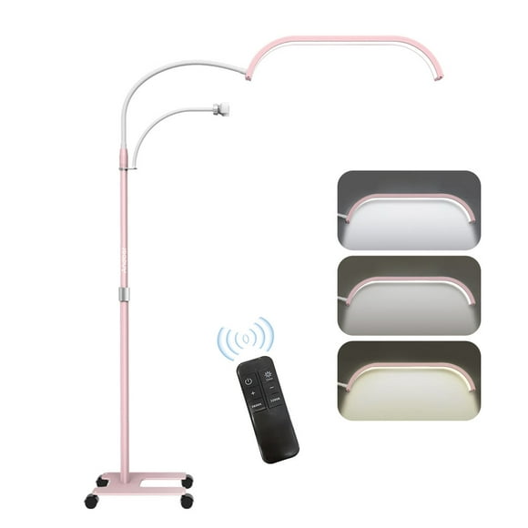 Andoer Andoer 30W Adjustable LED Floor Lamp with 1.8m Tripod, 3200K-5600K Color Temperature, Remote Control, and Phone Clip - Pink (110V)