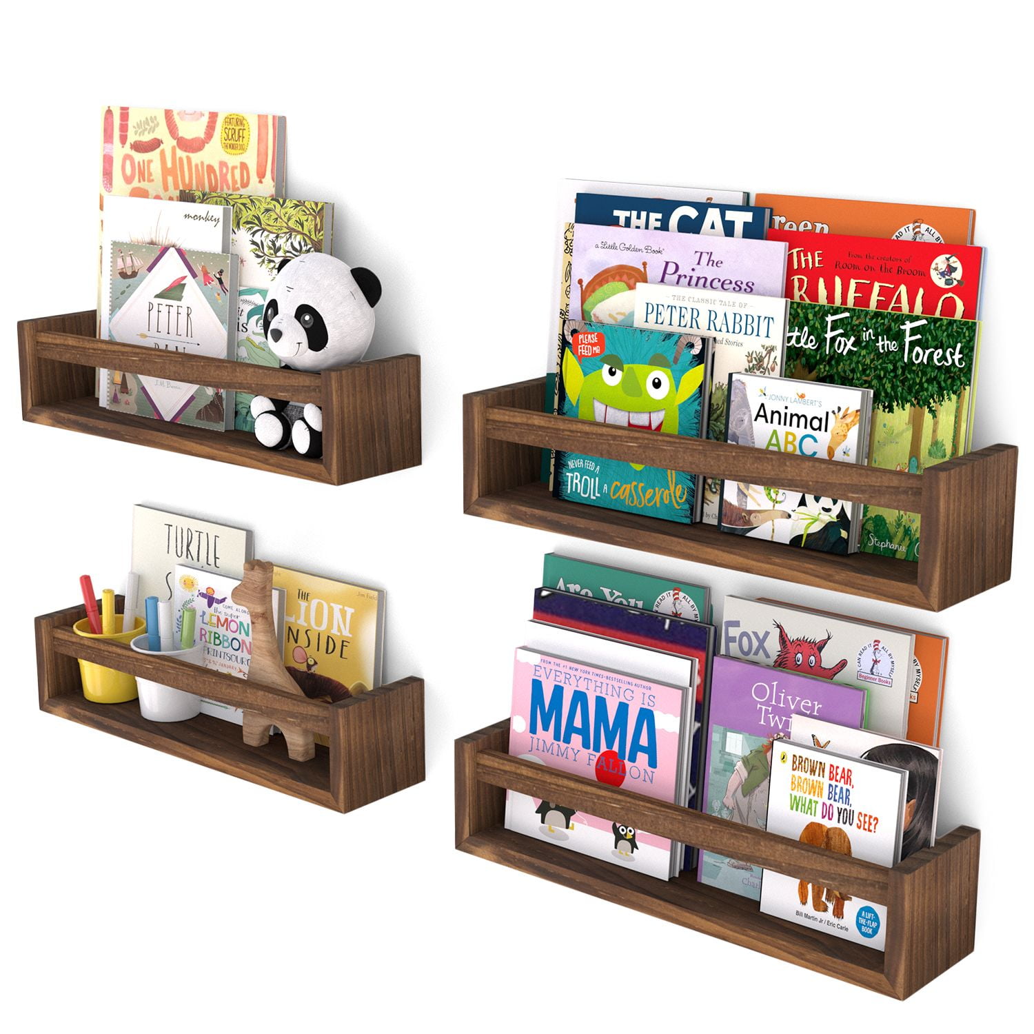Set of 3 Wall Mounted floating Shelves Bookcase Storage Shelving Children kids 