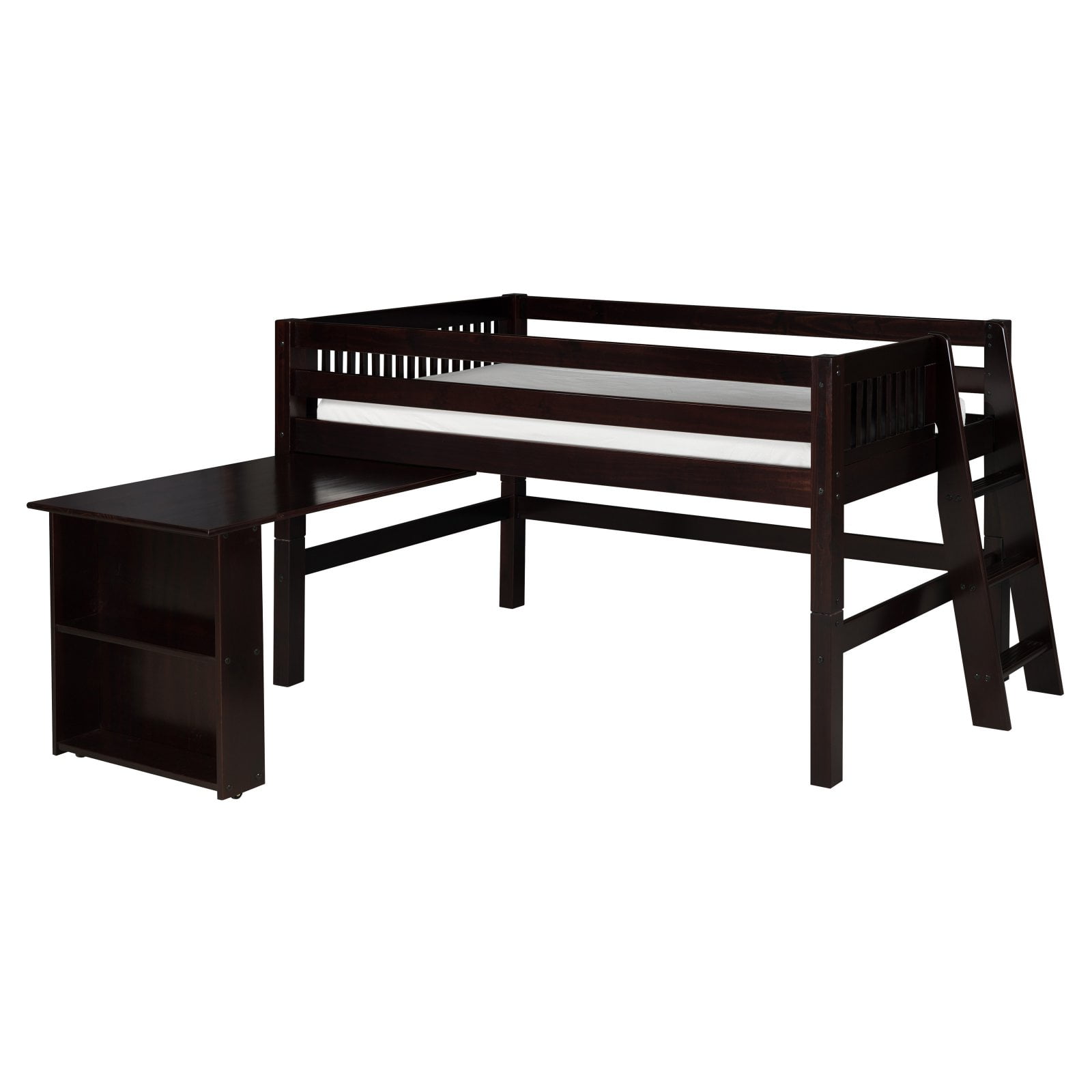 Camaflexi Mission Headboard Low Loft Bed with Retractable Desk