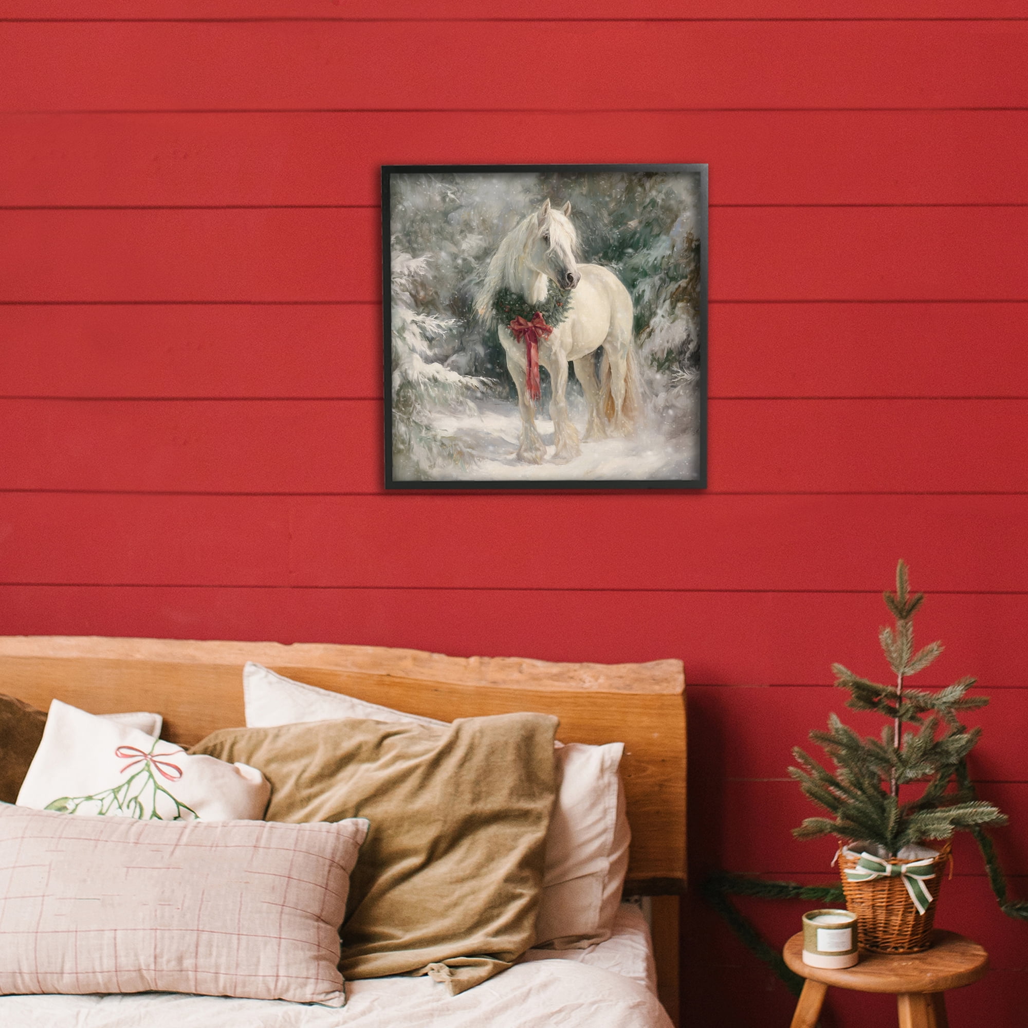 Stupell Industries Pretty Christmas Mare Black Framed Giclee Art, design by Tina LeCour