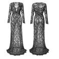 thumbnail image 5 of Versatile Maternity Long Sleeve V Neck Sheer Lace Dress Bodycon Fit Trailing Train for Various Formal Activity, 5 of 9