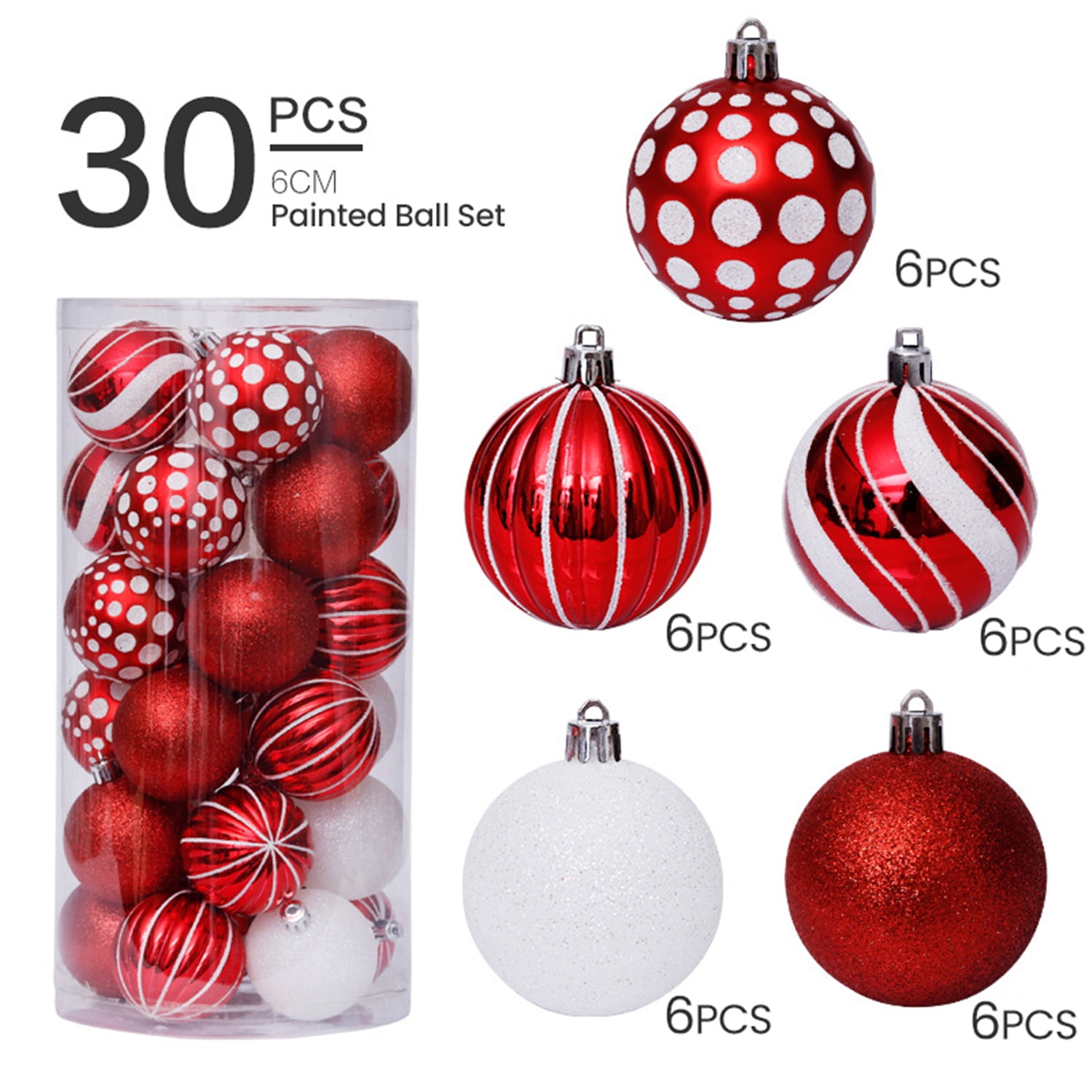 30pcs Christmas Ball Ornaments Shatterproof, 2.36" Christmas Tree Balls