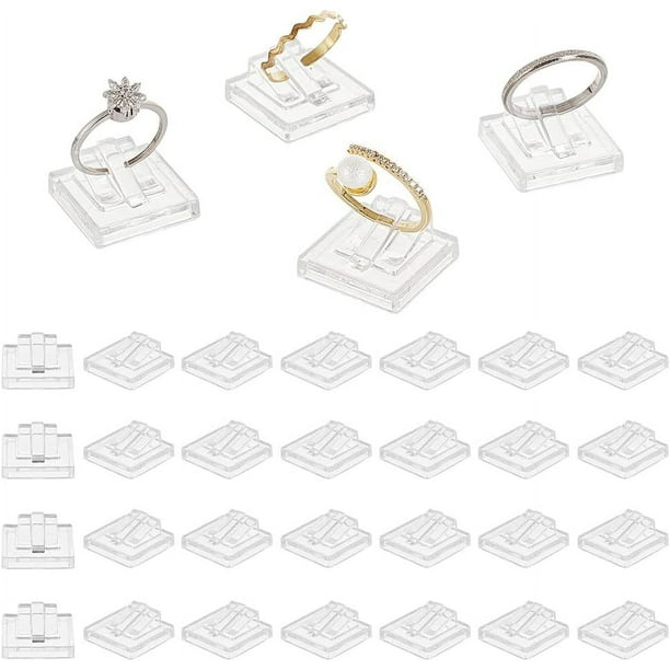 Expositor de anillos acrílico transparente, 30 unidades, para la venta de joyas, organizador cuadrado