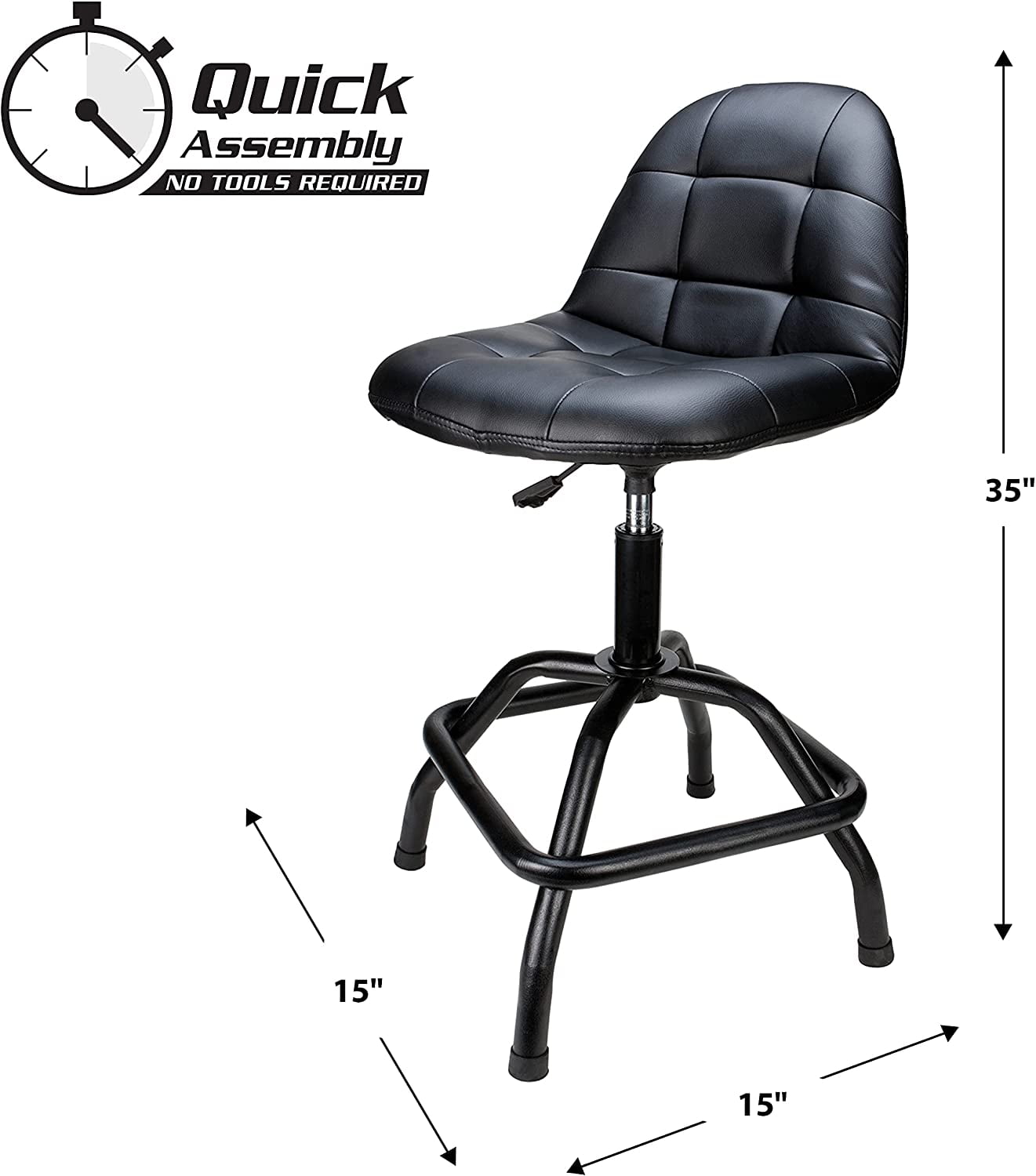 Rockler Pneumatic Shop Stool with Adjustable Backrest