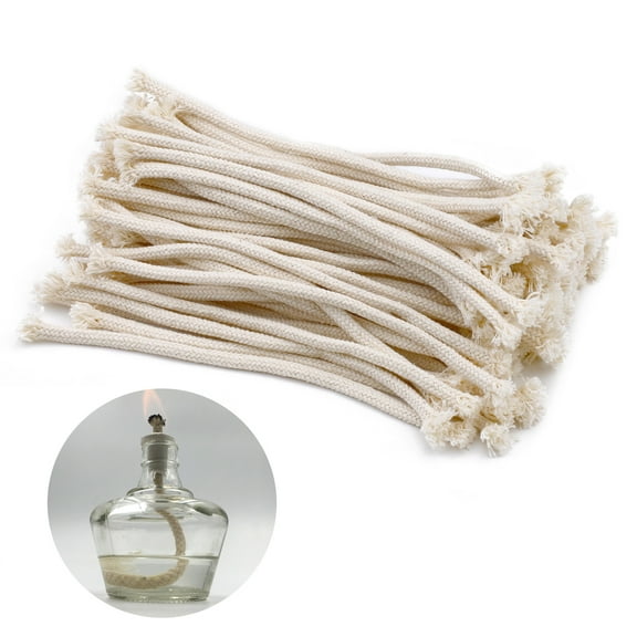 100 Pieces Oil Lamp Wicks, 1/4" Braided Candle Wick, Round Lantern Wicks Replacement for Candlemaking Kerosene Alcohol Torch Burner DIY Supplies