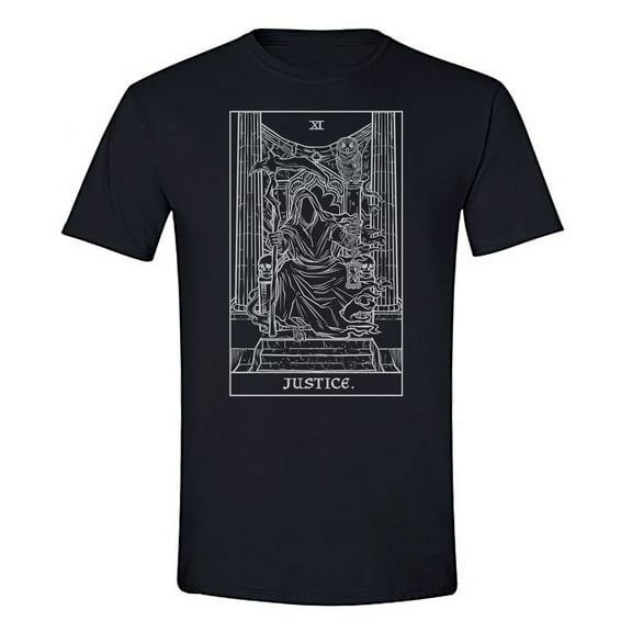 The Ghoulish Garb Justice Tarot Card Shirt Terror Tarot Shadow Edition Small