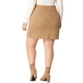 thumbnail image 3 of Agnes Orinda Women's Plus Size Faux Suede Side Buttons Bodycon Fashion Mini Skirt 3X Light Khaki, 3 of 6
