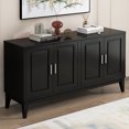thumbnail image 2 of 4-Door Sideboard Storage Cabinet with Door Shelf for Living Room and Dining Room, Two Large Cabinets with Adjustable Shelf, Black, 2 of 9