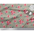 thumbnail image 3 of Soimoi Green Cotton Duck Fabric Leaves & Rose Floral Printed Craft Fabric by the Yard 42 Inch Wide, 3 of 3