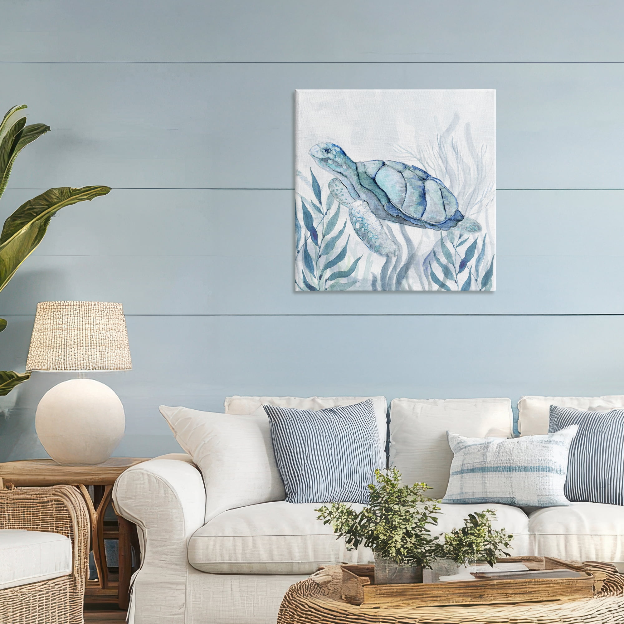 Stupell Industries Sea Turtle with Subtle Smile Canvas Wall Art, design by Janet Tava