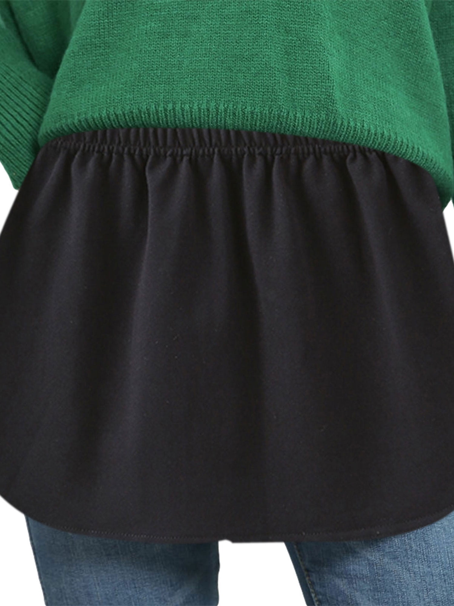 Women's Shirt Extender Skirt Adjustable Layered Fake Top Hem Lower Sweep Half Slip Mini Underskirt Set 
