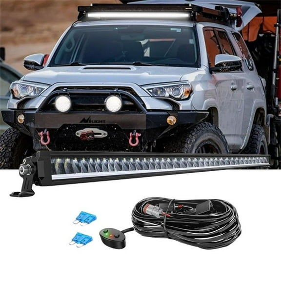 Nilight 50.5" Single Row Led Light Bar Anti-Glare Flood Spot Combo DRL Offroad Slim Light Bar IP68 w/ 14AWG DT Wiring Kit for Truck SUV ATV UTV
