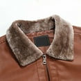 thumbnail image 5 of Clearance Leather Jacket Men Aviator Shearling Bomber Jacket Stand Collar Fleece Lined Zip-Up Leather Jacket Coat, 5 of 5