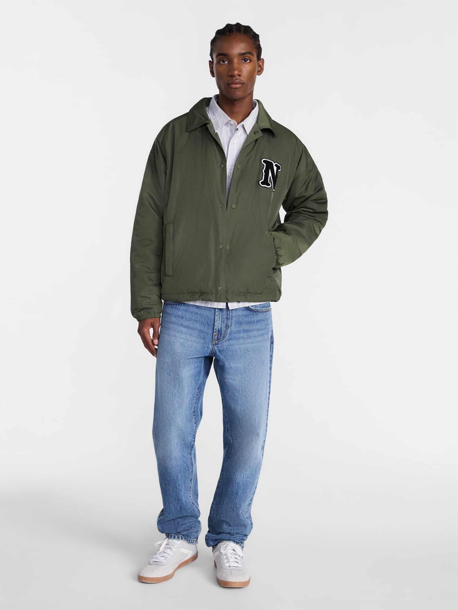 No Boundaries Coaches Jacket with Long Sleeves, Men's S-3XL