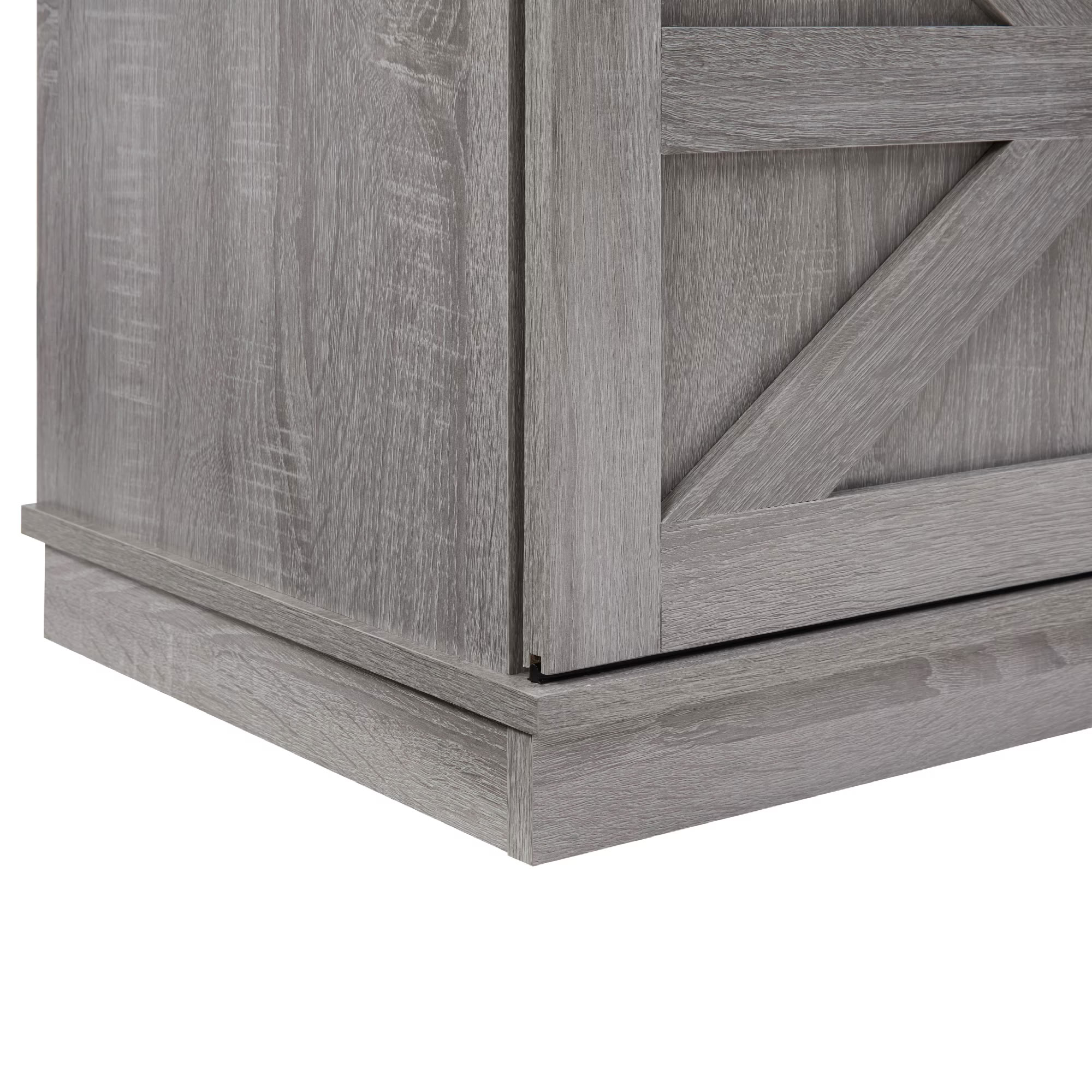 MAYEERTY Modern TV Stand with Sliding Barn Door, Farmhouse Wood Storage Cabinet with Adjustable Shelves for TVs Up to 65", Grey