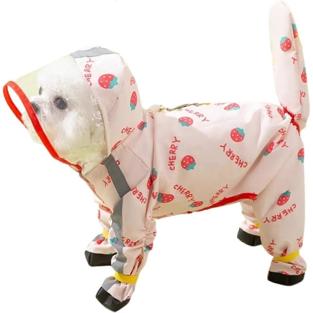 Small Dog Raincoat with Rain Shoes Set,Full-Coverage Waterproof with Backbag,Reflective Dog Raincoat Rain Boots