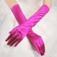 thumbnail image 3 of AWZXDE Elbow Length Satin Dance Gloves for Women 1920s Opera Bridal Style Long Finger Gloves for Events and Formal Occasions Hot Pink,One Size, 3 of 5