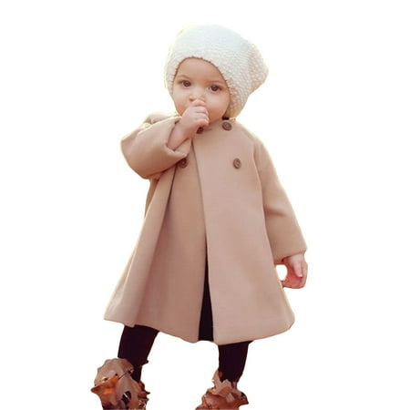 

RPVATI Infant Baby Girls Toddler Crew Neck Open Front Cloak Winter Warm Long Sleeve Button Cape Poncho Fleece Poncho Coat