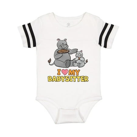 

Inktastic I Love My Babysitter Hippos Gift Baby Boy or Baby Girl Bodysuit