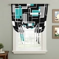 thumbnail image 2 of Teal Blue Black Geometric Balloon Curtains for Bedroom/Front Door/Bathroom, Modern Abstract Art Block Tie Up Curtains 63 Inch Length Light Filtering Kitchen Curtains Shades for Windows 46"x63", 2 of 8