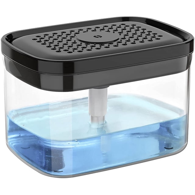 Dispensador de jabón para platos para cocina, dispensador de jabón premium 2 en 1 y soporte de esponja, dispensador de bomba de jabón para platos para encimera de cocina, negro esquí esquí Gafas de esquí
