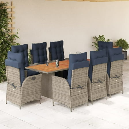 vidaXL Garden Dining Set Grey