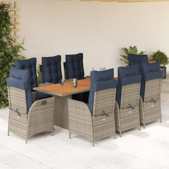 vidaXL Garden Dining Set Grey