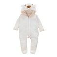thumbnail image 6 of Boys Winter Coat Baby Hooded Cartoon Flannel Romper Jumpsuit Warm Clothes Boys' Outerwear Jackets White 3 Months-6 Months, 6 of 7
