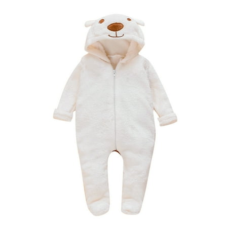 

Vikakiooze Newborn Infant Baby Boy Girl Hooded Cartoon Flannel Romper Jumpsuit Warm Clothes