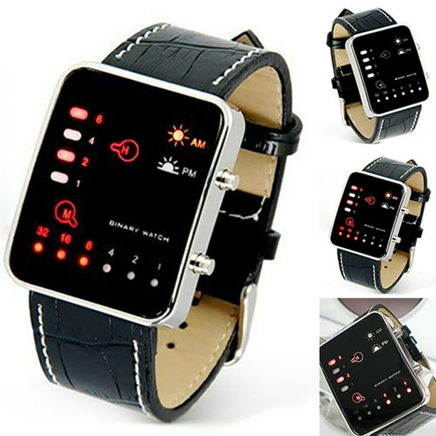 Men's digital watch 2024 with leather strap