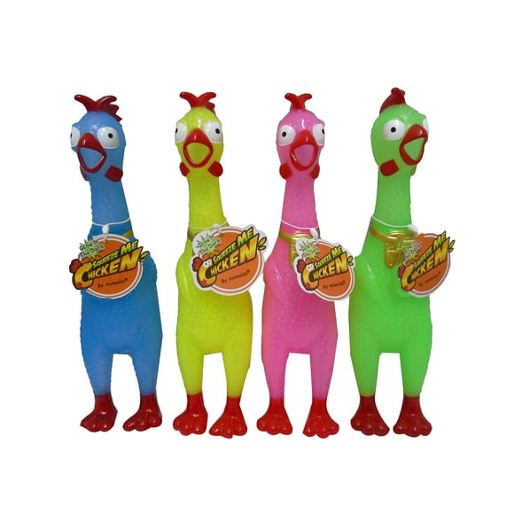Animolds Squeeze Me Glow in The Dark Rubber Chicken Toy | Screaming Rubber Chickens for Kids | Novelty Squeaky Toy Chicken 6-Pack (Random Colors)