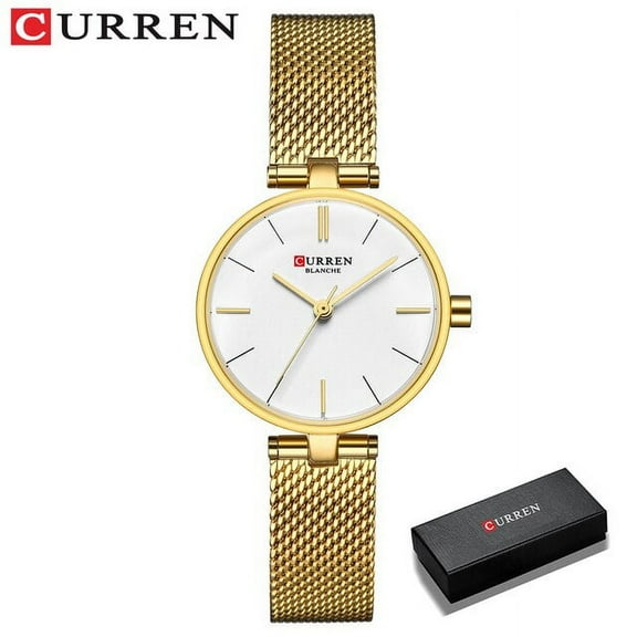 CURREN Simple Elegant Quartz Watches for Women Stainless Steel Mesh Wristwatch Ladies Dress Bracelet Watch Female Clock Gift