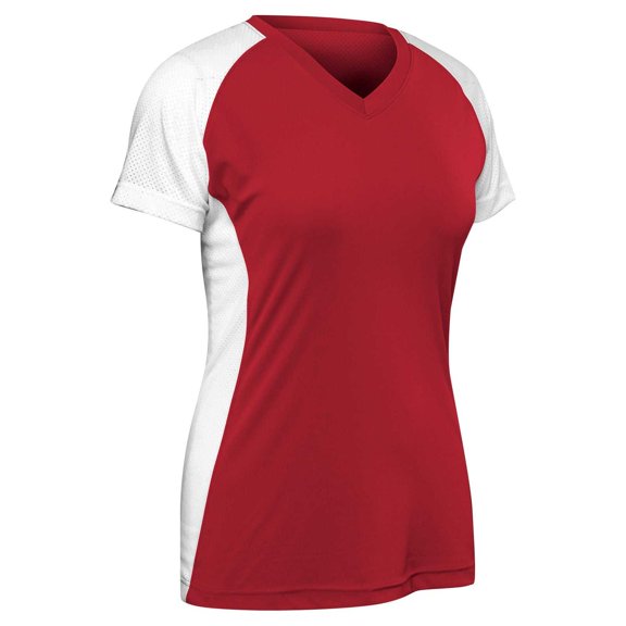 Champro Infinite V-Neck Short Sleeve Softball Jersey Women's Scarlet