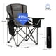 thumbnail image 3 of FAIR WIND Silla de camping de gran tamaño totalmente acolchada con soporte lumbar, silla plegable cuádruple resistente con bolsa térmica, soporte 450 libras, color negro, 3 of 5