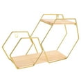 thumbnail image 1 of OULII Étagères Murales Simples et Classiques pour Chambre Support de Rangement en Bois Doré 1Pcs, 1 of 7