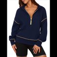 thumbnail image 1 of Sudadera con Capucha de Otoño para Mujer, Sudadera Corta de Larga con Media Cremallera, Jersey de Invierno, Ropa de Moda Azul Marino XL, 1 of 10