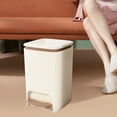 thumbnail image 3 of Under $20 9/12 Liter Large Capacity Trash Can Square Plastic Garbage Can with Lid, Step Pedal Trash Can for Living Room, Bedroom, Kitchen, Bathroom(Yellow + Brown, 12L), 3 of 6