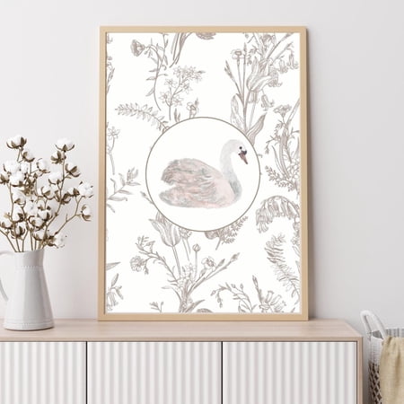 Minimalist Swan Neutral Nursery Unframed Paper Print