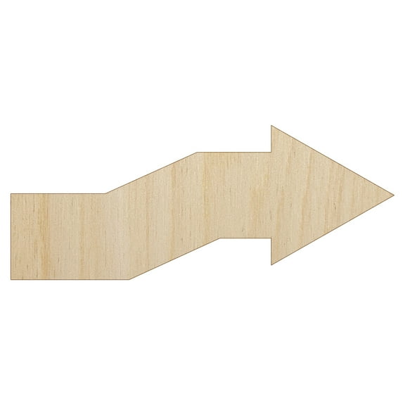 Cute Crooked Arrow Solid Wood Shape Unfinished Piece Cutout Craft DIY Projects - 4.70 Inch Size - 1/8 Inch Thick