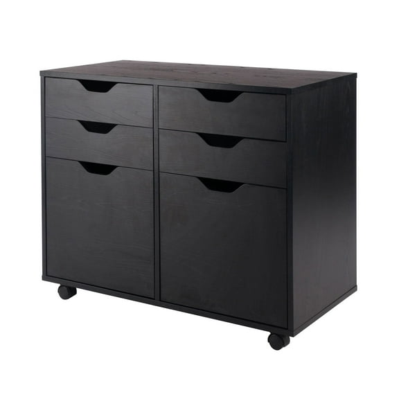 Halifax Wide 2-Door Storage Cabinet; 4-Drawer; Black
