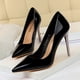 thumbnail image 4 of Zapatos de tacón alto y delgado para mujer, estilo de tacón de metal, superbrillante, de piel lacada, con boca poco profunda y punta puntiaguda, sexys, para discoteca, 4 of 5